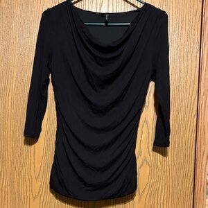 Maurices Black Drape Neck Blouse